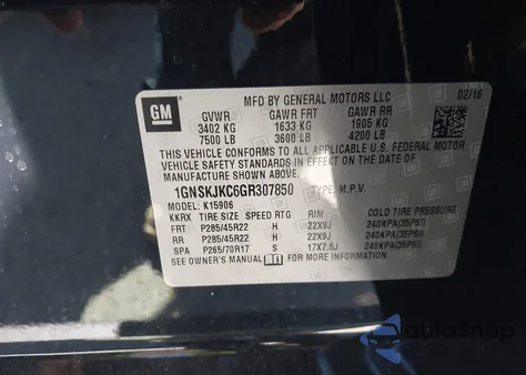 2016 Chevrolet Suburban K1500 Ls from USA, damaged, VIN 1GNSKGKC6GR307850